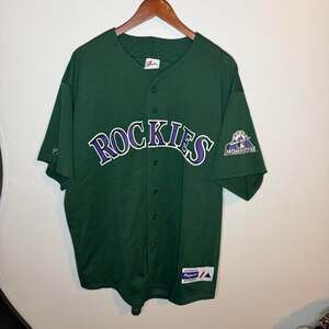Vintage 1998 All star Colorado Rockies Majestic Athletic green baseball jersey